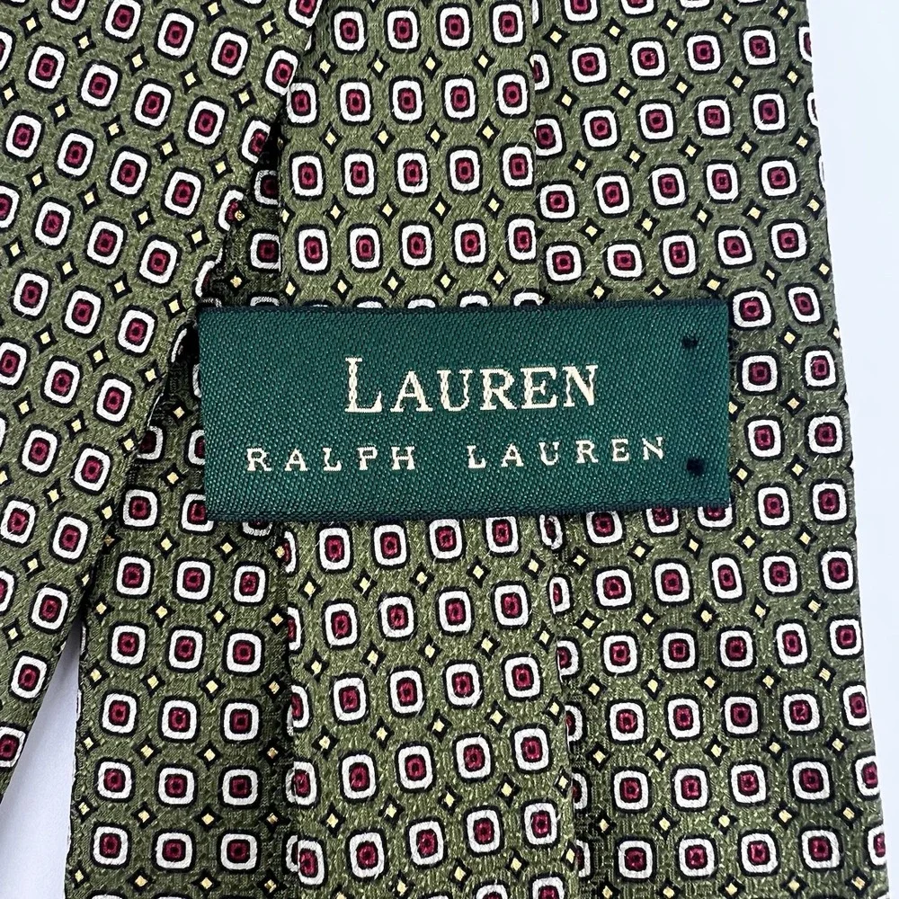 Lauren Ralph Lauren Men's Woven Silk Tie Green Necktie